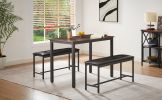 Dining Table Set, Barstool Dining Table (with 2 PU Upholstered Benches), Industrial Style Dining Table and Chairs for Kitchen, Living Room, Party Room