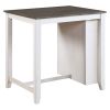 Transitional Design White and Gray Finish 3-piece Pack Counter Height Set Table w Display Shelf USB ports and 2x Counter Height Chairs Fabric Upholste