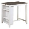 Transitional Design White and Gray Finish 3-piece Pack Counter Height Set Table w Display Shelf USB ports and 2x Counter Height Chairs Fabric Upholste