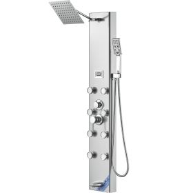 VEVOR Shower Panel System, 5 Shower Modes, Digital Display Shower Panel Tower, Rainfall, 8 Massage Jets, Tub Spout