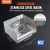 VEVOR Commercial Hand Sink with Faucet and Side Splash, NSF Stainless Steel Sink for Washing, Small Hand Washing Sink