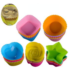 5pcs/Set Silicone Cake Mold Round Shaped Muffin Cupcake Baking Molds Kitchen Cooking Bakeware Maker DIY Cake Decorating Tools (Color: Circular)