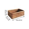 3pcs Hand-Woven Rattan Wicker Basket Fruit Tea Snack Bread Basket Cosmetic Rectangular Storage Box Household Kitchen Room Supply