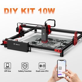 Algolaser DIY KIT 10W Woodworkers Laser Engraving Cutting Machine With Rotary Roller Air Assist CNC Table 40*40cm CNC Engraver (Color: DIY 10W)