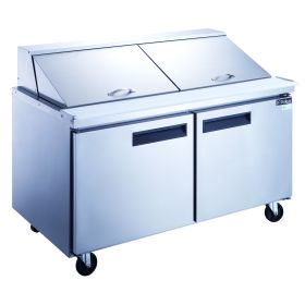 Dukers Commercial Double Door Salad Prep Table Refrigerator 14.33 cu.ft. (Material: Stainless Steel, model: DSP60-24M-S2 Mega Top)